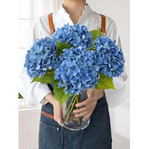 White Flowers Hydrangea Artificial Flowers, 4Pcs 20" Real Touch Lifelike Faux Silk Flowers, Full Fake Artificial Hydrangeas with Stems for Bouquet Table Centerpieces Spring Home Decoration
