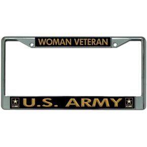 Woman Veteran U.S. Army Chrome License Plate Frame