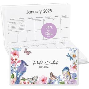 Pocket Calendar 2024-2025, Small Pocket Planner 2025-2026 for Purse - 3.5"×6.5" - From September 2024- December 2026, Daily Monthly PVC Agenda for Planning