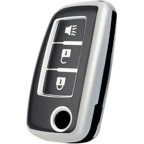 for Nissan Key fob Cover, Soft TPU Car Key Cover Case for Nissan Rogue 2014 2015 2016 2017 2018 2019 2020 Accessories(4 Buttons) (Black)
