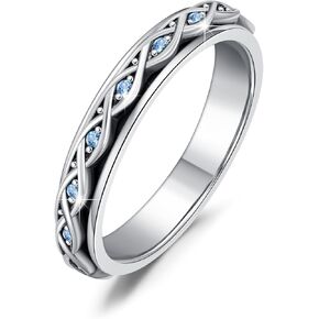 OHAYOO Anxiety Spinner Rings 925 Sterling Silver Celtic Knot Ring Relieve Stress Rings Jewelry Gift for Women Men