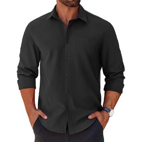 COOFANDY Mens Long Sleeve Button Down Shirts Casual Untucked Shirts for Men Dress Shirts Wedding Shirts