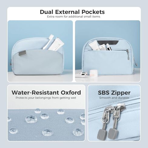 pack all Travel Toiletry Bag for Women and Men, Multi-Compartment Cosmetic Bag, Water-Resistant Makeup Bag for Toiletries, Accessories (Cloudy Gray) in Kuwait