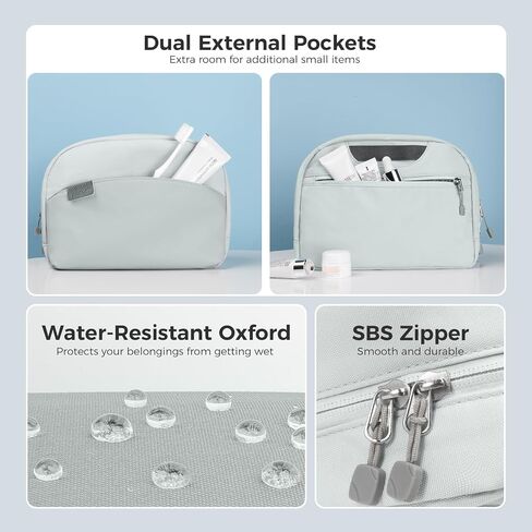 pack all Travel Toiletry Bag for Women and Men, Multi-Compartment Cosmetic Bag, Water-Resistant Makeup Bag for Toiletries, Accessories (Cloudy Gray) in Kuwait