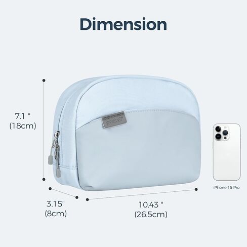 pack all Travel Toiletry Bag for Women and Men, Multi-Compartment Cosmetic Bag, Water-Resistant Makeup Bag for Toiletries, Accessories (Cloudy Gray) in Kuwait