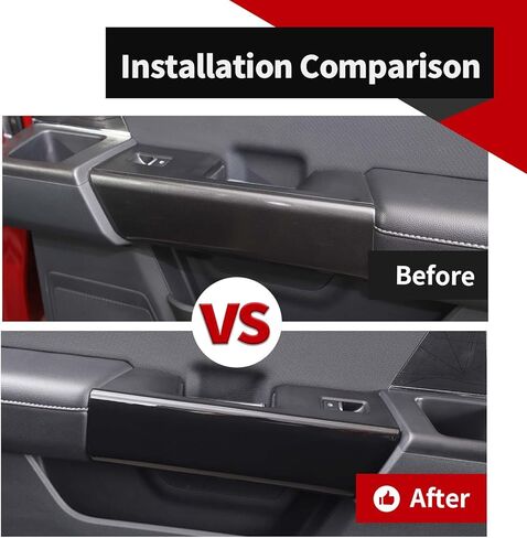 Voodola لسيارة Ford F150 2021 2022 2023 غطاء الكسوة لمقبض الباب الخلفي متوافق مع Ford F150 2021+(ABS، أسود فاتح) in Kuwait