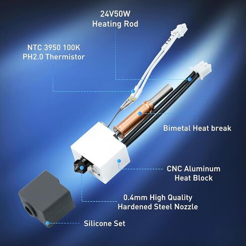 Kobra 3 Bimaterial Heatbreak xirbbo High Temperature Resistant Long Hose,3D Printer Assembled Extruder Hot End Kit - Hotend/Printhead Replacement for Anycubic Kobra 3 in Kuwait