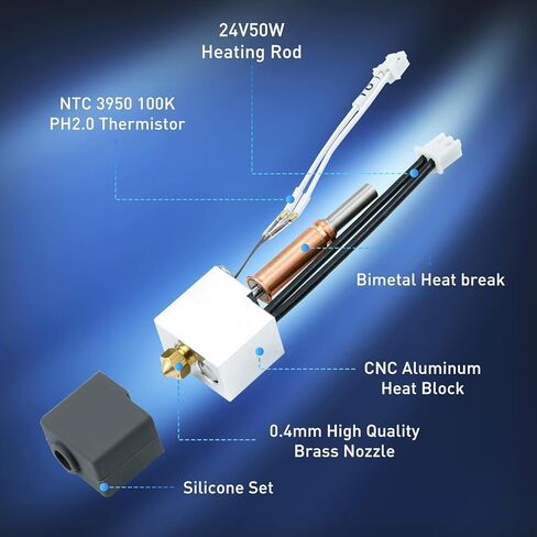 Kobra 3 Bimaterial Heatbreak xirbbo High Temperature Resistant Long Hose,3D Printer Assembled Extruder Hot End Kit - Hotend/Printhead Replacement for Anycubic Kobra 3 in Kuwait