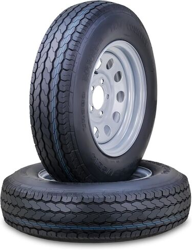 Free Country Trailer Tire Wheel Assembly ST205/75D15 6-Ply C 101L 5 Lug on 5" PCD Silver Mod Rim, SET 2 in Kuwait
