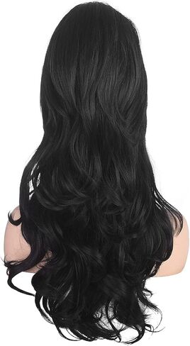 Women Black Beehive Wig Long Curly Wavy Bouffant Heat Resistant Synthetic Hair wigs for Womens Vintage Costume Cosplay Halloween Party in Saudi Arabia