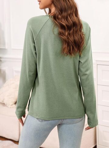 EVALESS Womens Casual Spring Summer Tops 2025 Trendy Crewneck Long Sleeve Shirts Basic T Shirts Loose Fit Pleated Tee Blouses in Kuwait