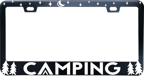 Mountain Forest Deer Wildfire Wild Tree License Plate Frame Matte Black Stainless Steel License Plate Frame Holder 2 Hole & Screws for Women/Men, 12x6 Fits Standard US/CA in Saudi Arabia