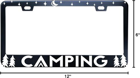 Mountain Forest Deer Wildfire Wild Tree License Plate Frame Matte Black Stainless Steel License Plate Frame Holder 2 Hole & Screws for Women/Men, 12x6 Fits Standard US/CA in Saudi Arabia