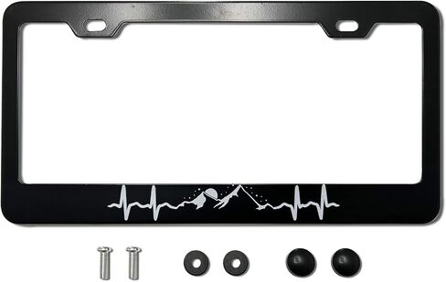 Mountain Forest Deer Wildfire Wild Tree License Plate Frame Matte Black Stainless Steel License Plate Frame Holder 2 Hole & Screws for Women/Men, 12x6 Fits Standard US/CA in Saudi Arabia