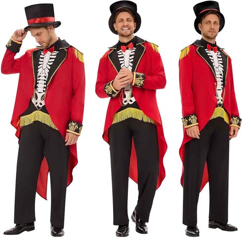 Ringmaster Costume Men, Ring Master Costume Mens with Hat Funny Halloween Costumes for Men Dress up in Kuwait