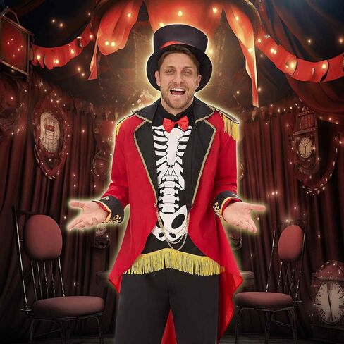 Ringmaster Costume Men, Ring Master Costume Mens with Hat Funny Halloween Costumes for Men Dress up in Kuwait