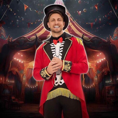 Ringmaster Costume Men, Ring Master Costume Mens with Hat Funny Halloween Costumes for Men Dress up in Kuwait