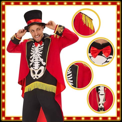 Ringmaster Costume Men, Ring Master Costume Mens with Hat Funny Halloween Costumes for Men Dress up in Kuwait