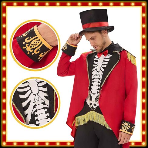 Ringmaster Costume Men, Ring Master Costume Mens with Hat Funny Halloween Costumes for Men Dress up in Kuwait
