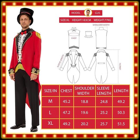 Ringmaster Costume Men, Ring Master Costume Mens with Hat Funny Halloween Costumes for Men Dress up in Kuwait