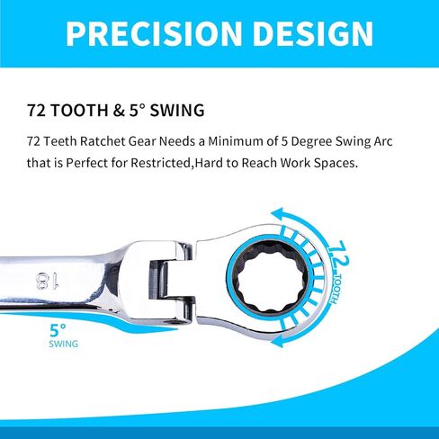 BANG 4 BUCK Metric Ratchet Wrench Set Double Box End Flex Head Ratcheting Wrench Roll for Craftsman, 8-19mm Standard Wrench Set Chrome Vanadium Steel Gear Wrench with Organizer Pouch, 6-Piece in Saudi Arabia