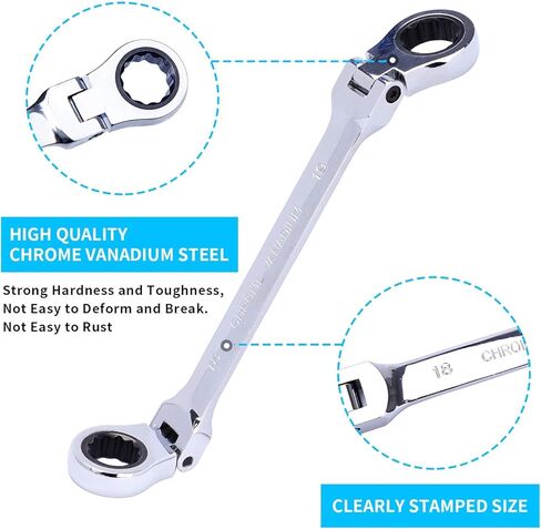 BANG 4 BUCK Metric Ratchet Wrench Set Double Box End Flex Head Ratcheting Wrench Roll for Craftsman, 8-19mm Standard Wrench Set Chrome Vanadium Steel Gear Wrench with Organizer Pouch, 6-Piece in Saudi Arabia