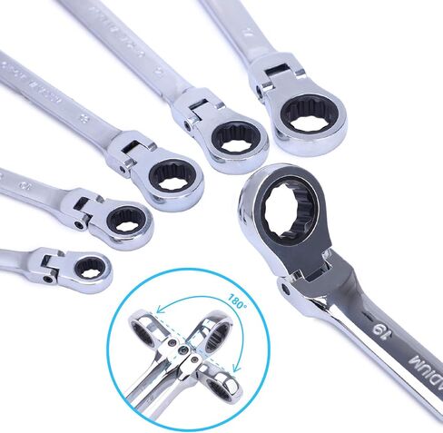 BANG 4 BUCK Metric Ratchet Wrench Set Double Box End Flex Head Ratcheting Wrench Roll for Craftsman, 8-19mm Standard Wrench Set Chrome Vanadium Steel Gear Wrench with Organizer Pouch, 6-Piece in Saudi Arabia