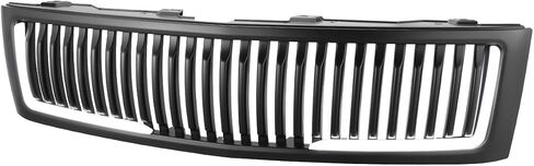 Glossy Black Vertical Fence Front Upper Bumper Grille Grill Compatible with 07-13 Chevy Silverado 1500 in Kuwait