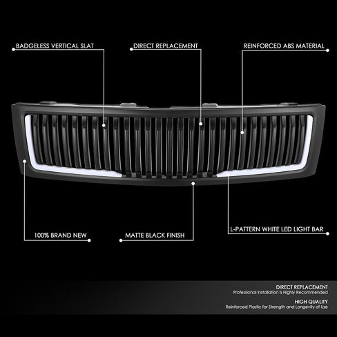 Glossy Black Vertical Fence Front Upper Bumper Grille Grill Compatible with 07-13 Chevy Silverado 1500 in Kuwait