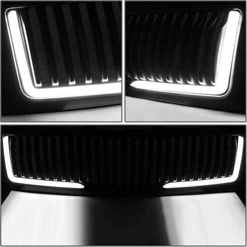 Glossy Black Vertical Fence Front Upper Bumper Grille Grill Compatible with 07-13 Chevy Silverado 1500 in Kuwait