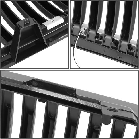 Glossy Black Vertical Fence Front Upper Bumper Grille Grill Compatible with 07-13 Chevy Silverado 1500 in Kuwait