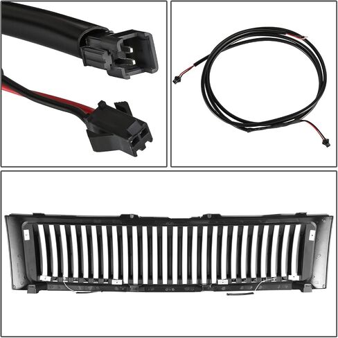 Glossy Black Vertical Fence Front Upper Bumper Grille Grill Compatible with 07-13 Chevy Silverado 1500 in Kuwait