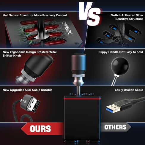 aikeec USB Truck Simulator Shifter Sequential Mode for Logitech G27 G29 G920 G923 Thrustmaster Th8A T300RS T500 GT Steering Wheel PC shifter Sequential Mode for Sim Racing Games in Kuwait