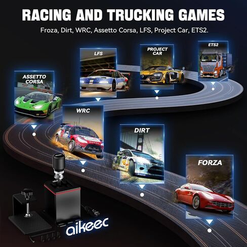 aikeec USB Truck Simulator Shifter Sequential Mode for Logitech G27 G29 G920 G923 Thrustmaster Th8A T300RS T500 GT Steering Wheel PC shifter Sequential Mode for Sim Racing Games in Kuwait