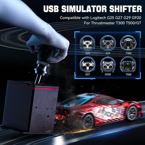 aikeec USB Truck Simulator Shifter Sequential Mode for Logitech G27 G29 G920 G923 Thrustmaster Th8A T300RS T500 GT Steering Wheel PC shifter Sequential Mode for Sim Racing Games in Kuwait