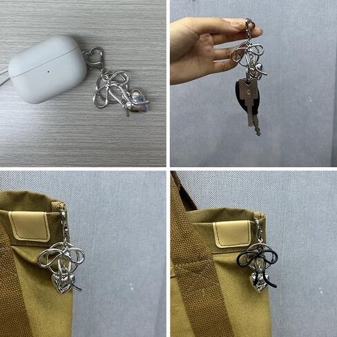 Y2k Bow Keychain Wristlet For Purse Earphone Case Charms For Teen Girls Women Pearl Beaded Keychain For Key Chain Set 2000s in Saudi Arabia