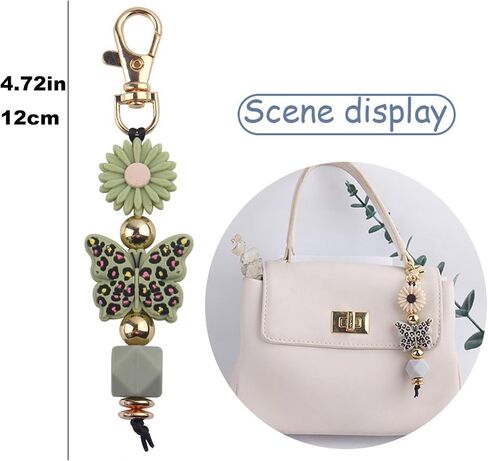 Butterfly Keychain Silicone Beaded Key Ring for Bag Charms Purse Handbags, Elastic Key Chain for Women Bag accessories in Kuwait