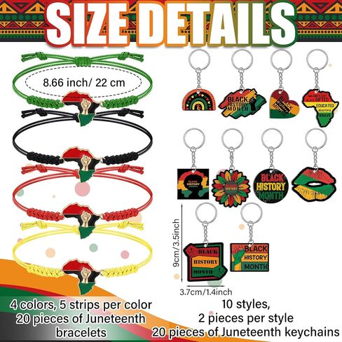 40 Pcs Juneteenth Party Favors Bulk Include 20 Adjustable Juneteenth Bracelets 20 Acrylic Juneteenth Keychain Black American Independence Day Party Supplies 1865 Freedom Day Gifts for Women Men in Saudi Arabia