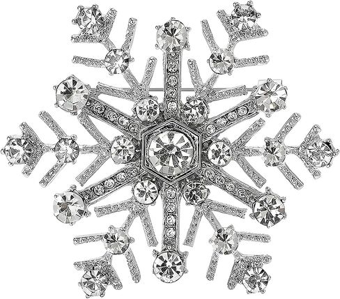 Dreuyet Christmas Snowflake Brooches Pins for Women Men Crystal Rhinestone Snowflake Brooch Pins Multi-Colored Christmas CZ Winter Flower Lapel Pin Dress Accessories Christmas Gift in Kuwait