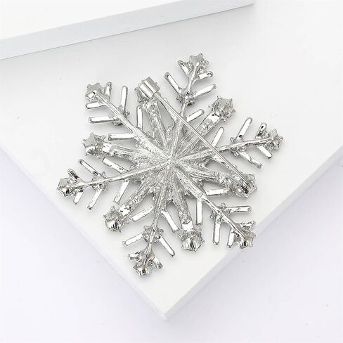Dreuyet Christmas Snowflake Brooches Pins for Women Men Crystal Rhinestone Snowflake Brooch Pins Multi-Colored Christmas CZ Winter Flower Lapel Pin Dress Accessories Christmas Gift in Kuwait