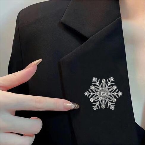 Dreuyet Christmas Snowflake Brooches Pins for Women Men Crystal Rhinestone Snowflake Brooch Pins Multi-Colored Christmas CZ Winter Flower Lapel Pin Dress Accessories Christmas Gift in Kuwait