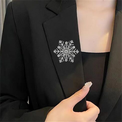 Dreuyet Christmas Snowflake Brooches Pins for Women Men Crystal Rhinestone Snowflake Brooch Pins Multi-Colored Christmas CZ Winter Flower Lapel Pin Dress Accessories Christmas Gift in Kuwait