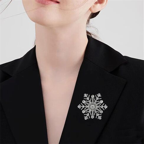 Dreuyet Christmas Snowflake Brooches Pins for Women Men Crystal Rhinestone Snowflake Brooch Pins Multi-Colored Christmas CZ Winter Flower Lapel Pin Dress Accessories Christmas Gift in Kuwait