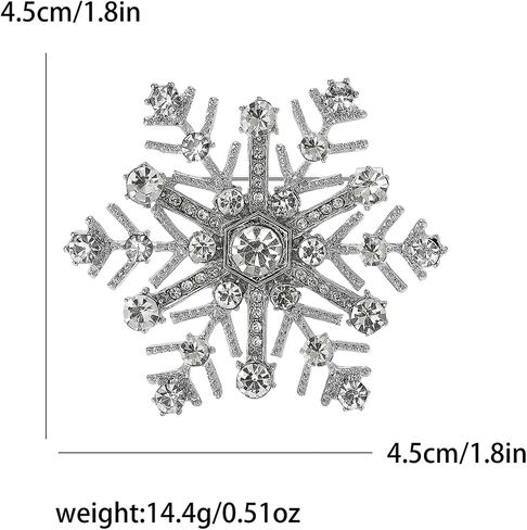 Dreuyet Christmas Snowflake Brooches Pins for Women Men Crystal Rhinestone Snowflake Brooch Pins Multi-Colored Christmas CZ Winter Flower Lapel Pin Dress Accessories Christmas Gift in Kuwait