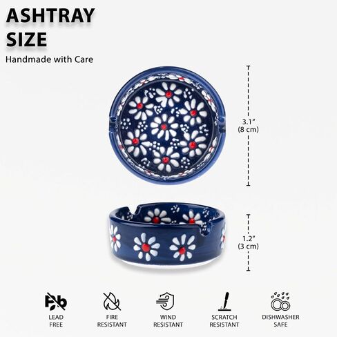 Ceramic Ashtray, Hand-Painted Smokeless Asthray Indoor, Handmade Cigar Ashtray Set of 4, Multicolor Smokeless Ashtray, Decorative Outdoor Ashtray in Saudi Arabia