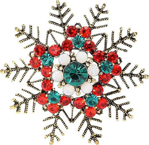 Dreuyet Christmas Snowflake Brooches Pins for Women Men Crystal Rhinestone Snowflake Brooch Pins Multi-Colored Christmas CZ Winter Flower Lapel Pin Dress Accessories Christmas Gift in Kuwait