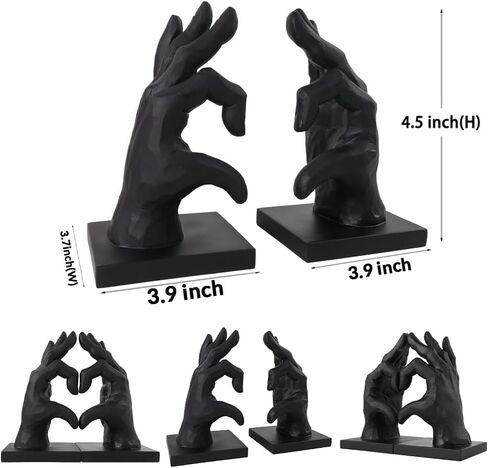 Kidney Bookend for Shelves Decorative, Handmade Kidney Sculpture Bookends Supports, Black Non-Skid Book Stoppers for Heavy Books, Heavy Duty Book Ends for Home Office School(1 Pair) in Saudi Arabia