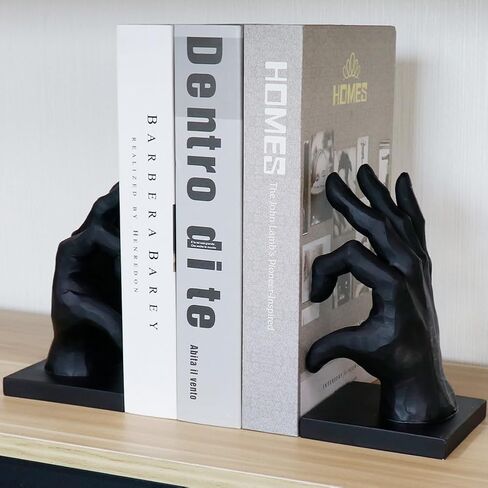 Kidney Bookend for Shelves Decorative, Handmade Kidney Sculpture Bookends Supports, Black Non-Skid Book Stoppers for Heavy Books, Heavy Duty Book Ends for Home Office School(1 Pair) in Saudi Arabia