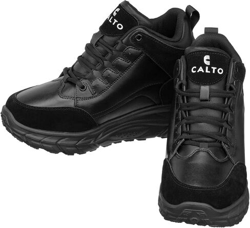 أحذية CALTO الرجالية غير المرئية لزيادة الارتفاع - أحذية رياضية برباط أسود عالي الجودة للمشي لمسافات طويلة - أطول 4 بوصات - S22797 - مقاس 8 D(M) US in Kuwait