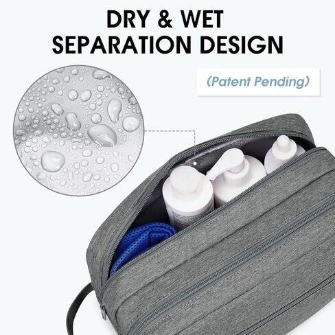 WANDF Travel Toiletry Bag with Wet Compartment Toiletry Organizer Shaving Bag Hanging Dopp Kit for Men Women (Beige) in Saudi Arabia